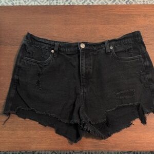 Aerie Black Distressed Jean Shorts